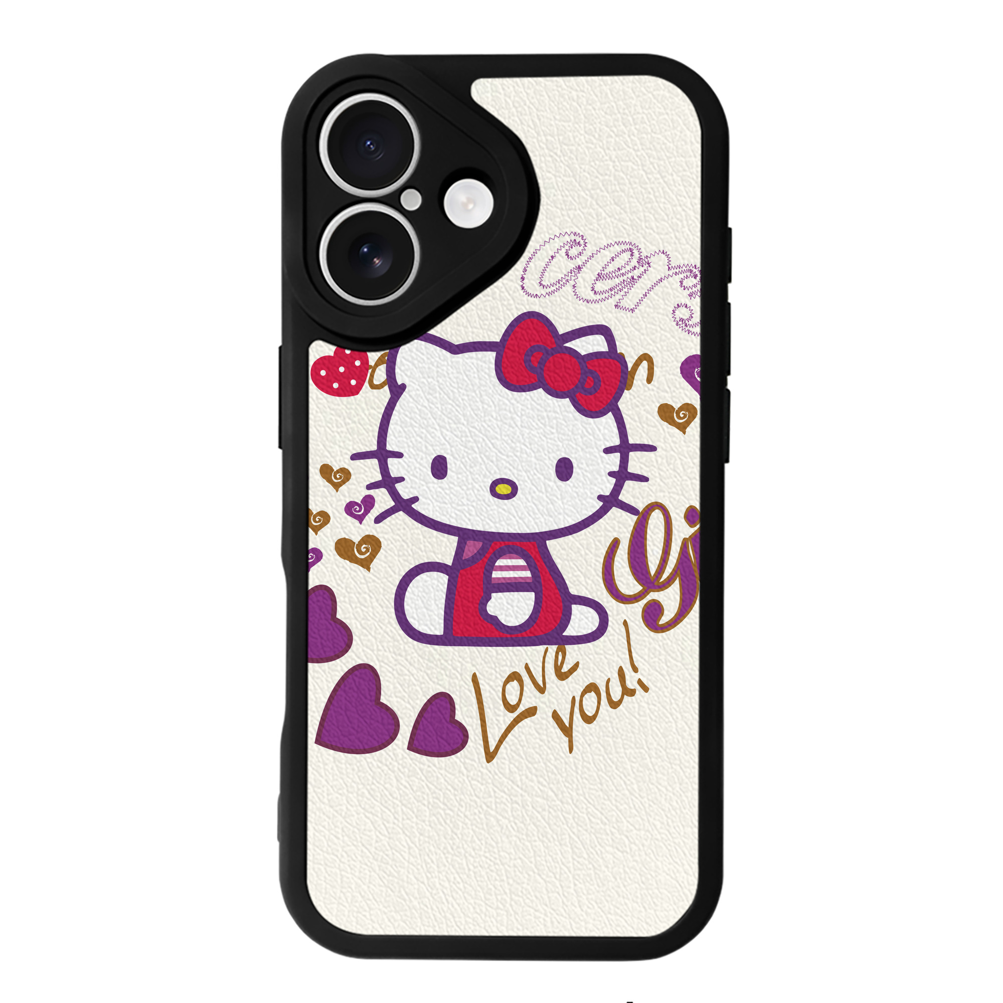 （画像用） Hello Kitty ハローキティ 【iPhone 16シリーズ対応】シリコンスマホケース（レザー調） 材質：シリコン